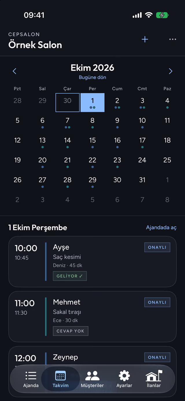 Monthly calendar view